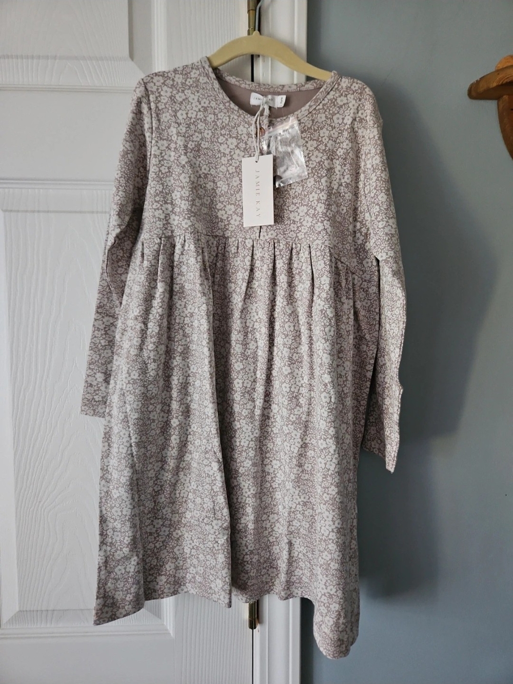 Jamie Kay Girls' Long Sleeve Floral Dress - Light Mauve and Cream